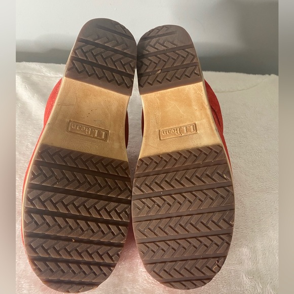 L L Bean Women’s Embroidered Anchor Red Suede Slides Clogs Mules Size 6.5 - Picture 8 of 11